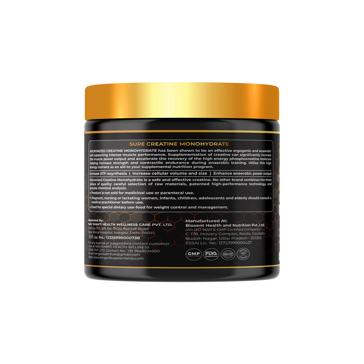Sure Creatine monohydrate powder by Kings Health Fuel — India