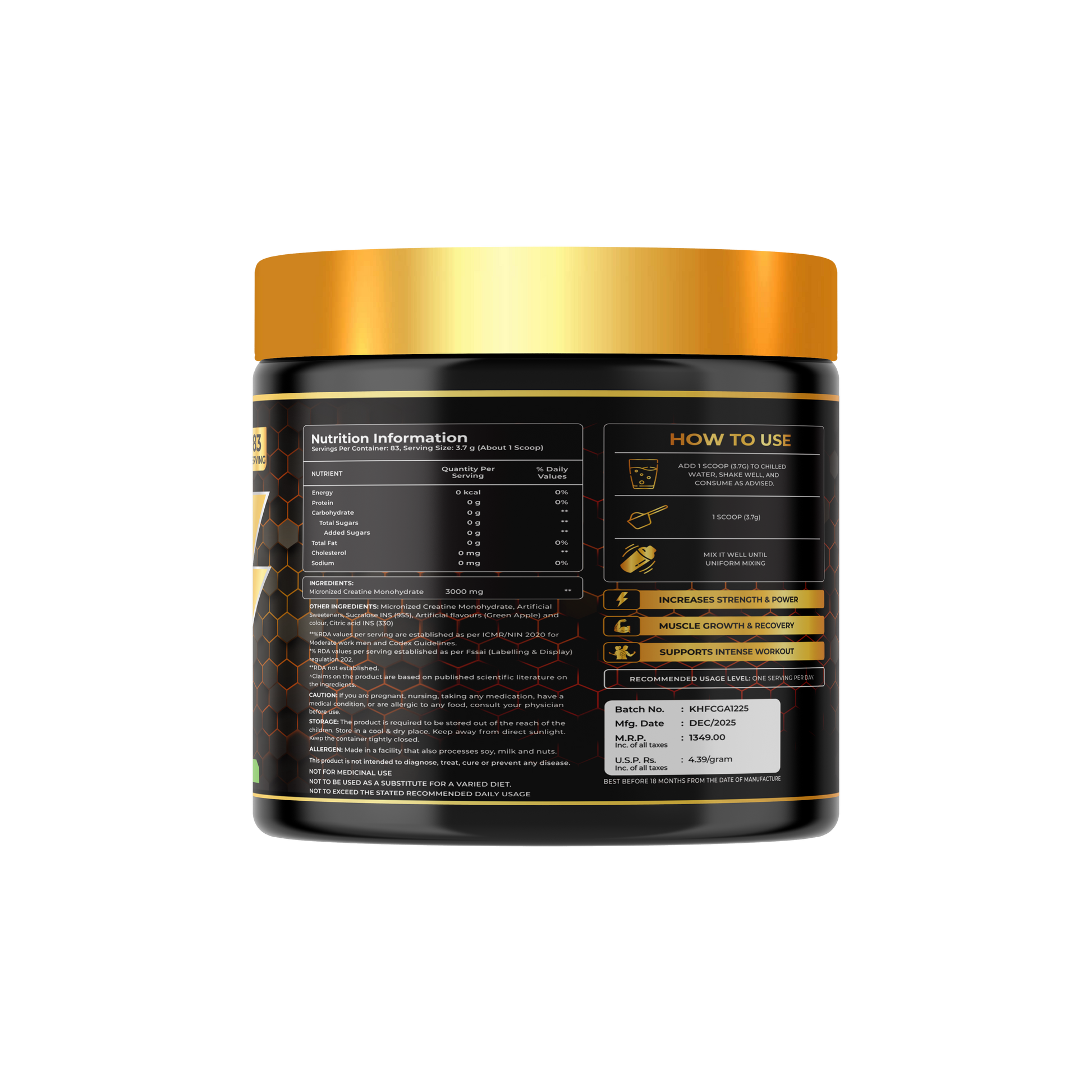 Sure Creatine monohydrate powder by Kings Health Fuel — India