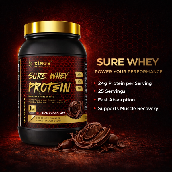 Whey Protein 1kg / 2kg (2 Flavours) | Muscle Growth, Recovery & Strength – Kings Health Fuel