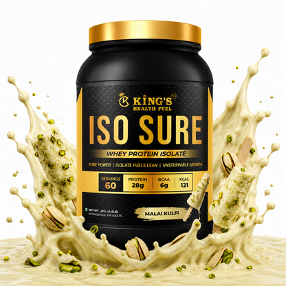  Iso Sure Whey Isolate Malai Kulfi 2kg nutrition facts and 28g protein label