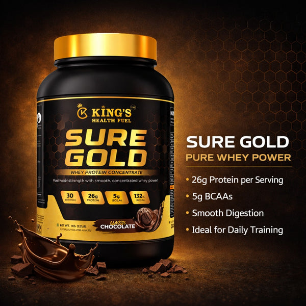 Gold Whey Protein Concentrate 1kg / 2kg (2 Flavours) | Muscle Growth, Recovery & Strength – Kings Health Fuel