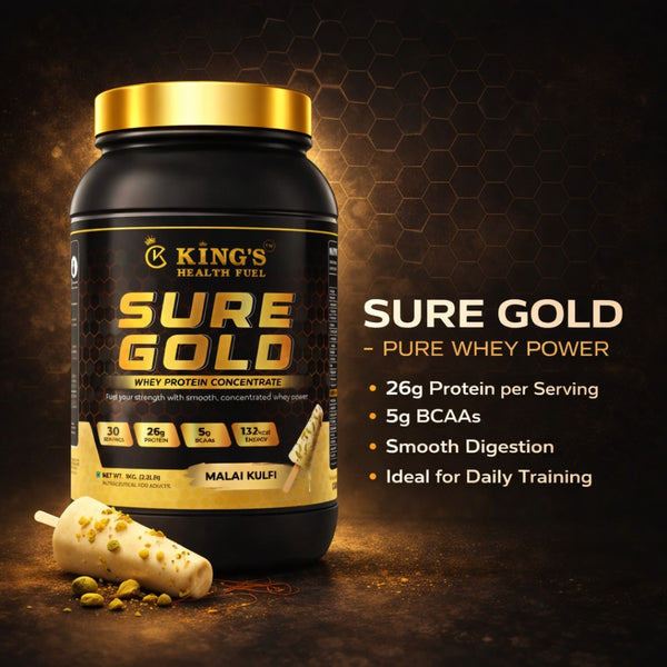 Gold Whey Protein Concentrate 1kg / 2kg (2 Flavours) | Muscle Growth, Recovery & Strength – Kings Health Fuel