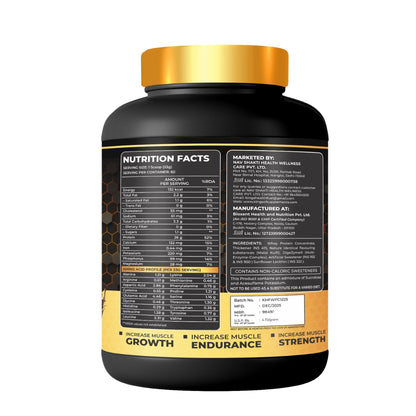 Kings Health Fuel one kilogram Sure Gold whey protein tub delivering twenty-six grams of protein per scoop.