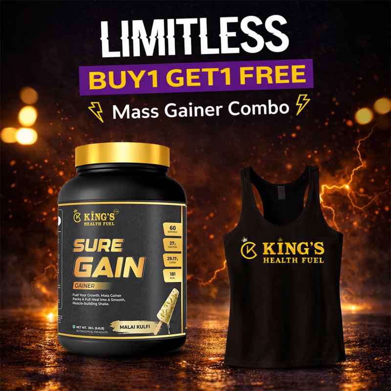 Mass Gainer 3kg Sure Gain + FREE Sandow | Weight Gain & Muscle Mass Supplement – Kings Health Fuel