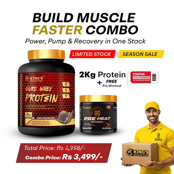 Whey Protein 2kg Sure Whey + FREE Pre Workout | Muscle Growth & Performance Stack – Kings Health Fuel